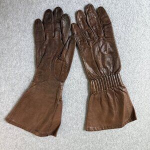 Anne Klein‎ by Aris Vintage Leather Gloves Pair Nylon Lining Womens Size 7
